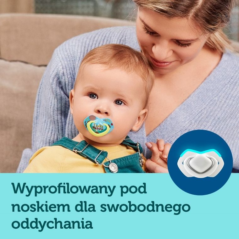 Canpol babies, Neon Love, smoczek uspokajający, silikonowy, symetryczny, 6-18m, 2 szt., różowy