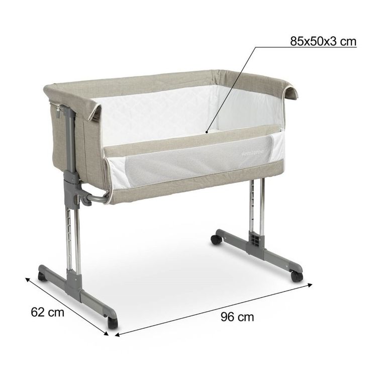 Caretero, Sleep2gether, łóżeczko dostawne, grey