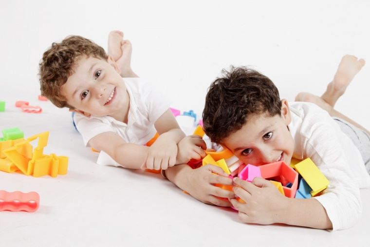 Dena, ludzik i domek, klocki silikonowe, blue