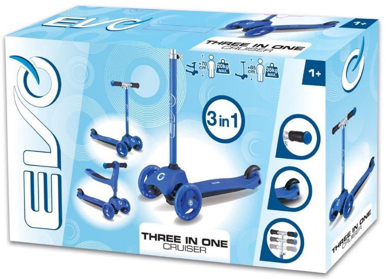 EVO, jeździk i hulajnoga 2w1, niebieska