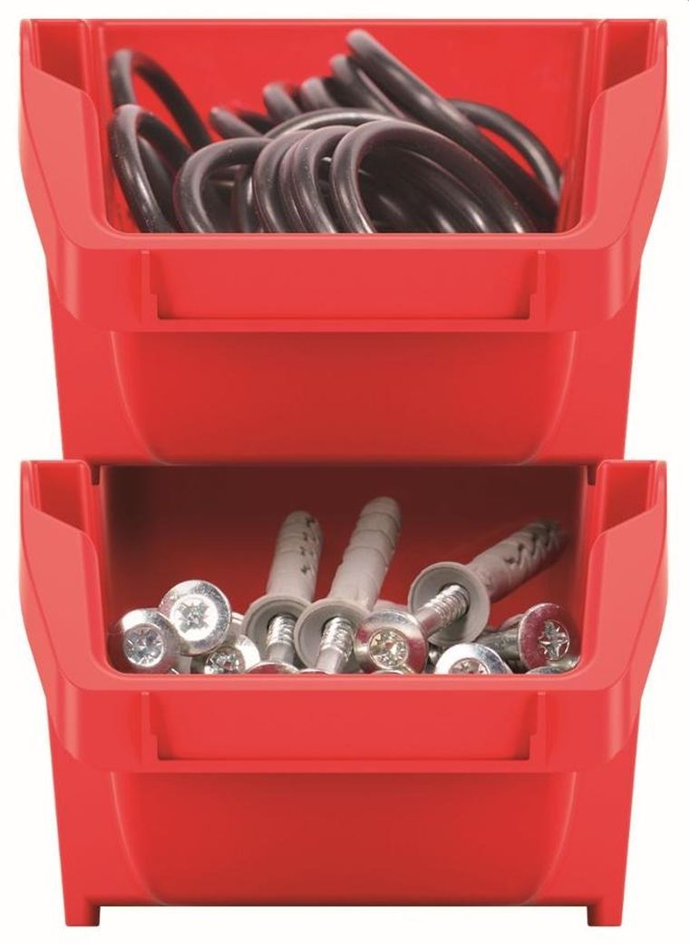 Kistenberg, zestaw pojemników warsztatowych, Bineer short, 10 szt., czerwony