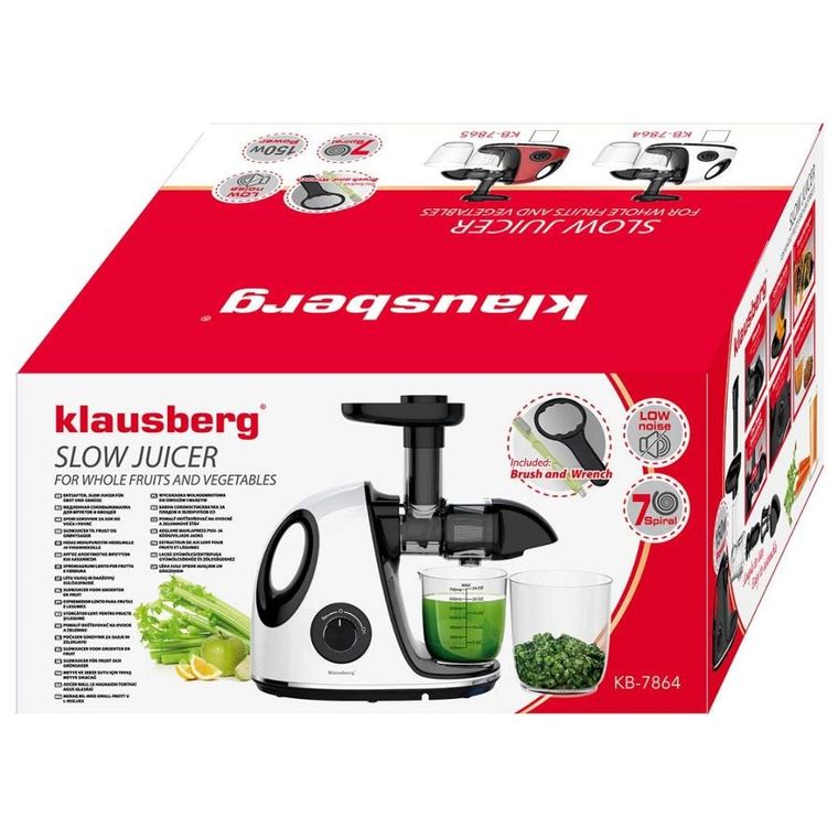 Klausberg, sokowirówka, wyciskarka wolnoobrotowa, biała, KB-7864