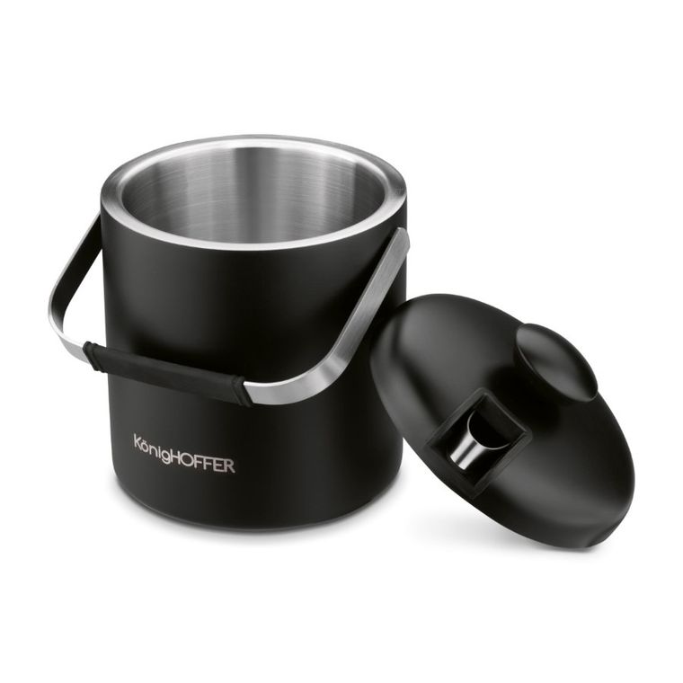 Könighoffer, Lugo, wiaderko do lodu ze szczypcami, czarny mat, 1,3l