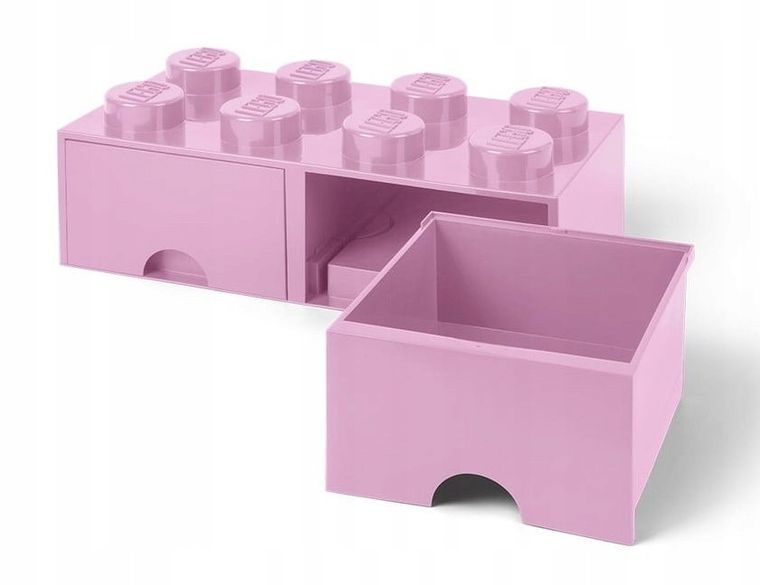 LEGO, Brick 8, pojemnik klocek z dwoma szufladami, różowy