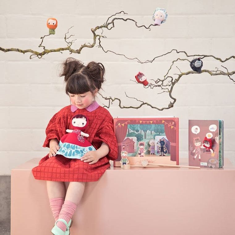 Lilliputiens, Czerwony Kapturek, mini pacynki na palce, 12m+