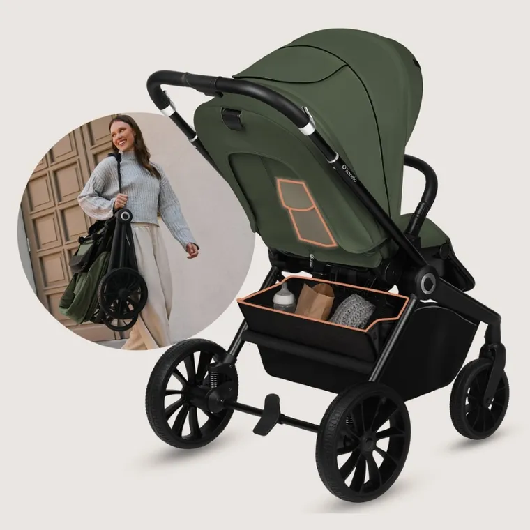 Lionelo, Mika Plus, wózek wielofunkcyjny, 3w1, Green Olive