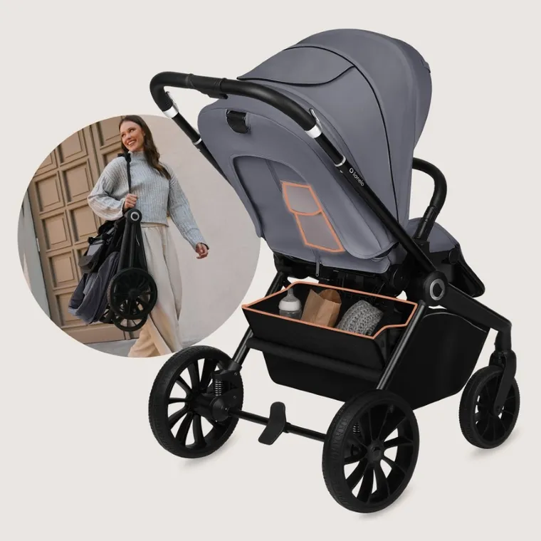 Lionelo, Mika Plus, wózek wielofunkcyjny, 3w1, Grey Stone