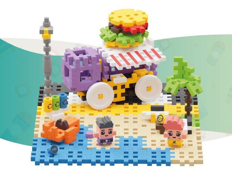 Marioinex, Mini Waffle, City, Food Truck, klocki konstrukcyjne, 148 elementów