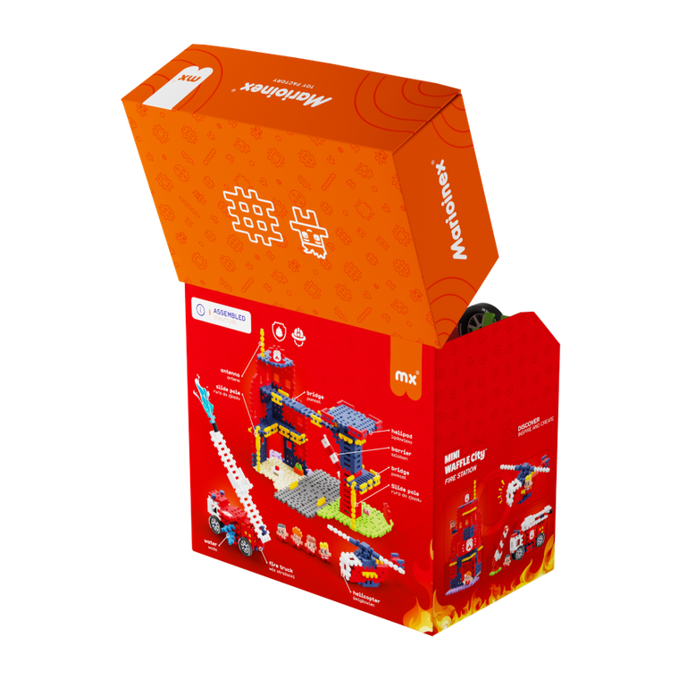 Marioinex, Mini Waffle, City, Remiza Strażacka, klocki konstrukcyjne, 280 elementów