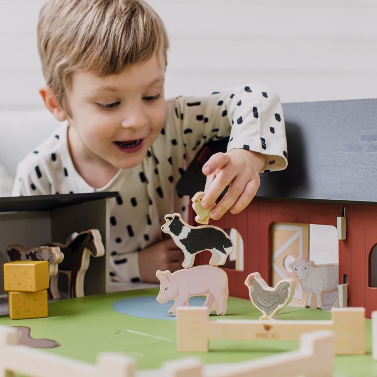 Micki, Farma, Zwierzątka na wsi, duże klocki drewniane