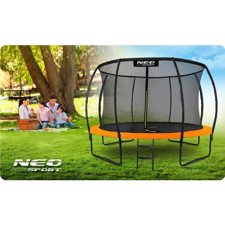 Neo-Sport, trampolina ogrodowa profilowana, z siatką wewnętrzną, 12ft/374 cm