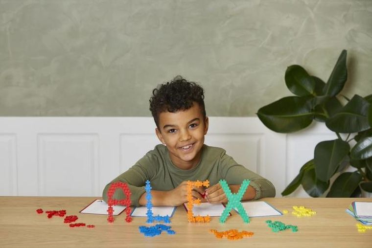 Plus-Plus, Learn to build, ABC 123, mini klocki, mix, 2000 szt., zestaw z płytkami i kartami pracy