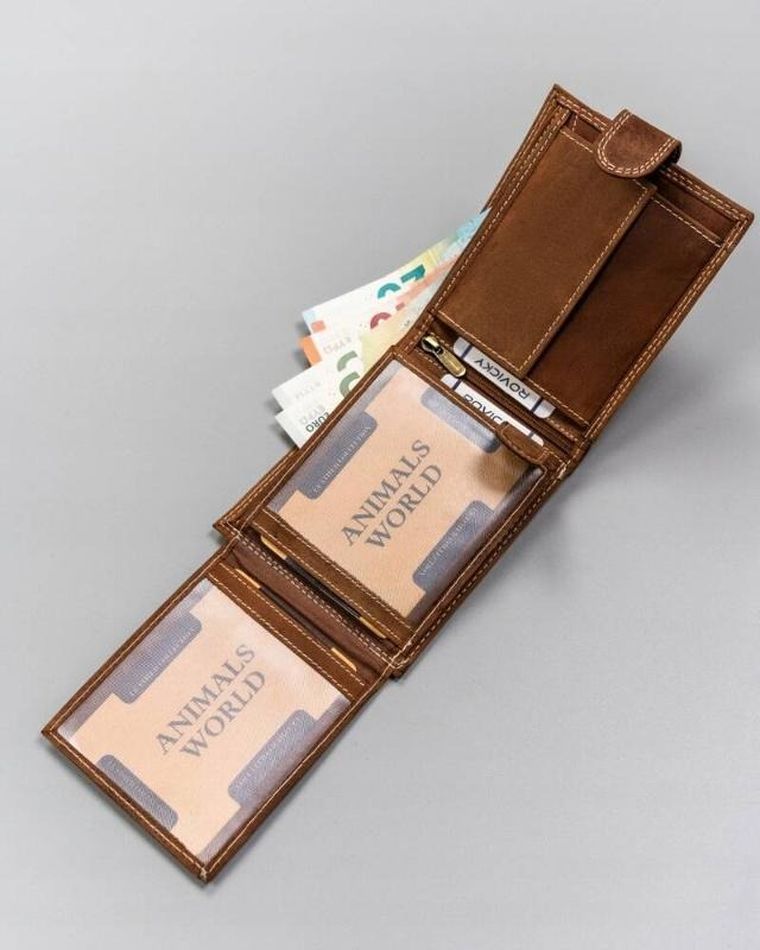 Portfel, brązowy, skórzany, Always Wild