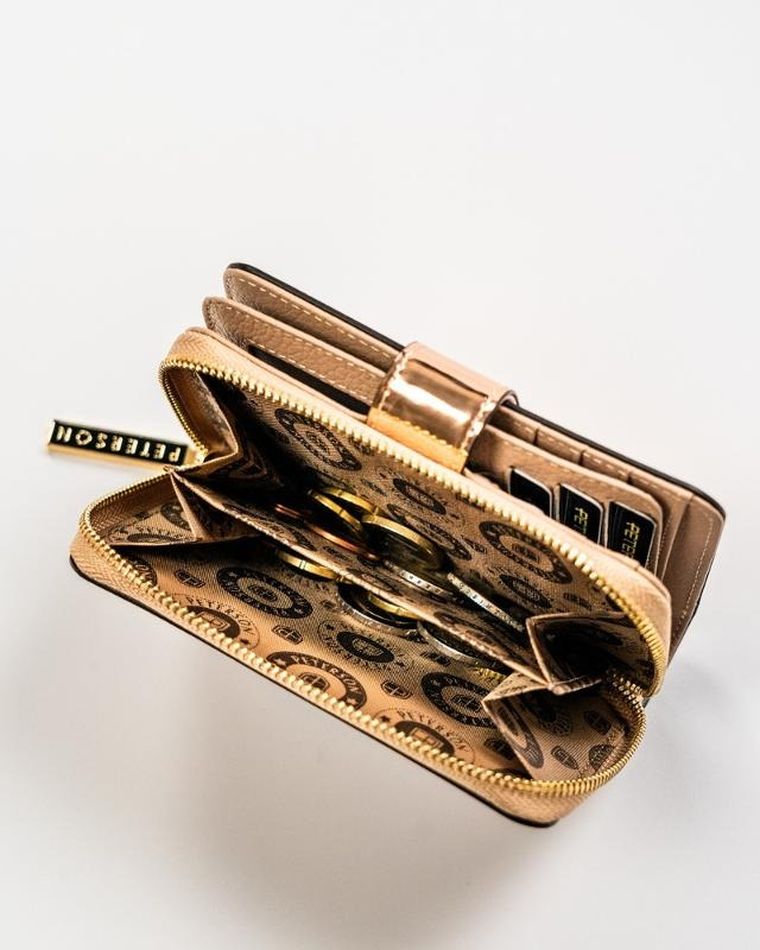 Portfel, złoty, skórzany, Peterson
