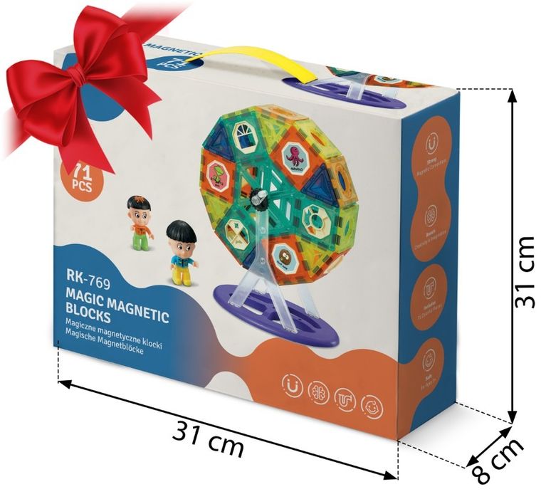 Ricokids, Karuzela, klocki magnetyczne, 71 elementów