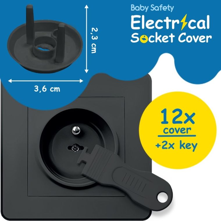 Sipo, zestaw zabezpieczeń kontaktów zaślepki gniazd elektrycznych czarne, 12 szt.