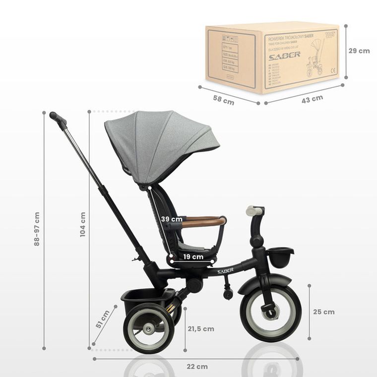 Toyz, Saber, rowerek 3-kołowy, grey