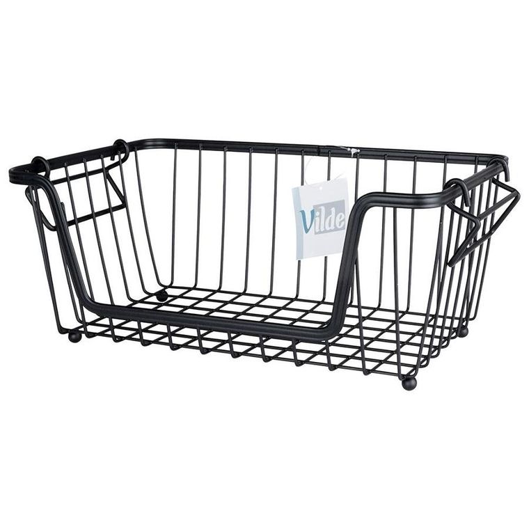 Vilde, koszyk na owoce i warzywa, metalowy, czarny loft, 32-20-13.5 cm