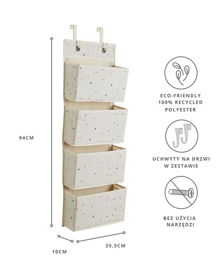 3 Sprouts, organizer na drzwi wiszący, recycled, cream