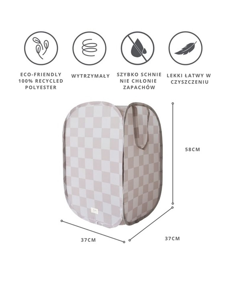 3 Sprouts, Pop-up, Checkerboard, kosz na pranie i zabawki, beige