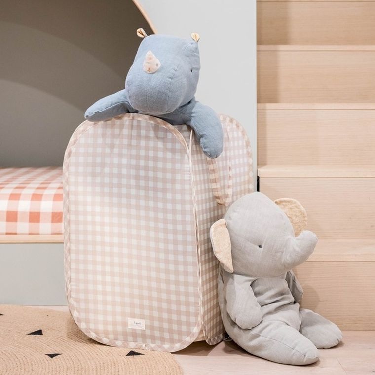 3 Sprouts, Pop-up, Gingham, kosz na pranie i zabawki, beige