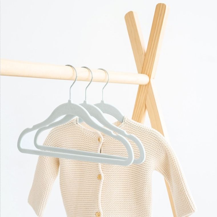 3 Sprouts, wieszaki welurowe dla dzieci, blue, 15 szt.