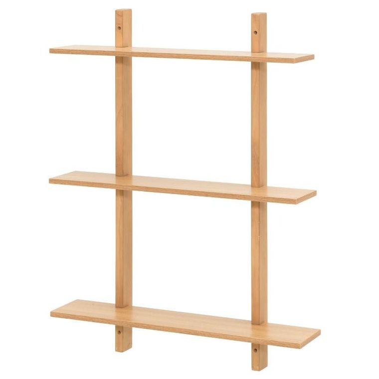 4living, regał sosnowy z trzema półkami, 80-60-15 cm
