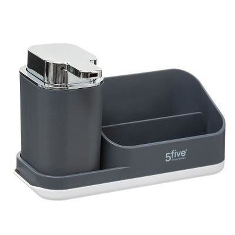 5five Simply Smart, dozownik na płyn do naczyń z organizerem, szary