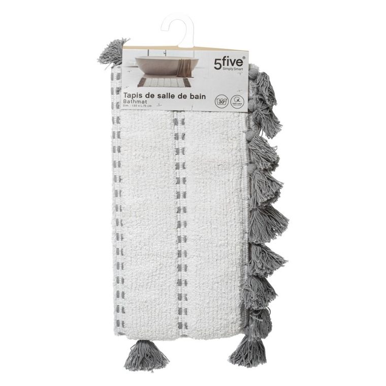 5five Simply Smart, dywanik łazienkowy z frędzlami, 50-75 cm, biały