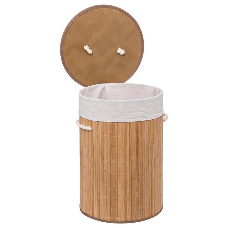 5five Simply Smart, kosz na pranie, bamboo, okrągły, z pokrywką, 48l