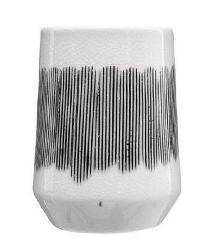 5five Simply Smart, kubek na szczoteczki, Masai, ceramika, biało-czarny