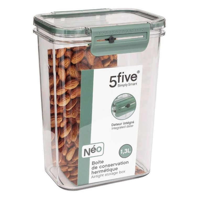 5five Simply Smart, Neo, hermetyczny pojemnik na żywność z datownikiem, 1300 ml