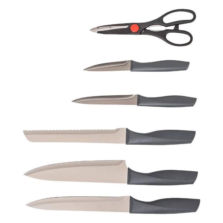 5five Simply Smart, Neo, zestaw noży kuchennych, w stojaku, z nożycami, 7 elementów