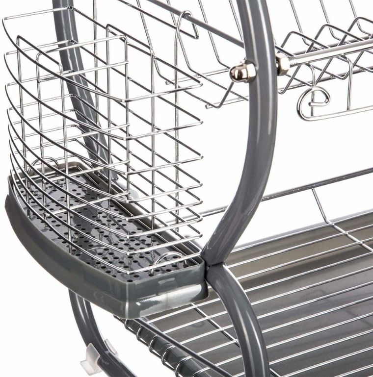 5five Simply Smart, ociekacz do naczyń 2 poziomy + koszyk na sztućce, szary