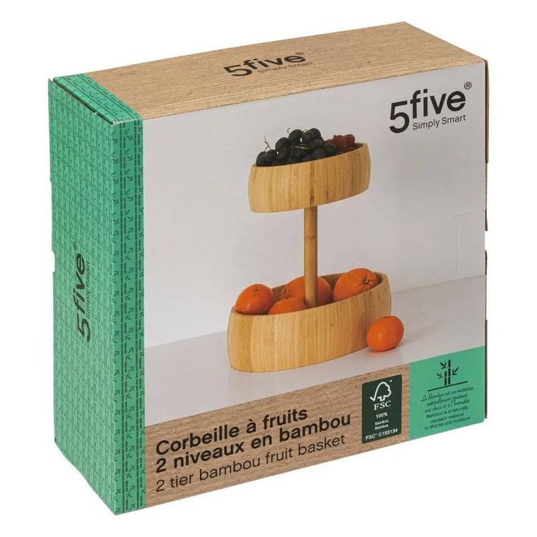 5five Simply Smart, patera na owoce, bambusowa, 2 poziomy, Ø 29 cm