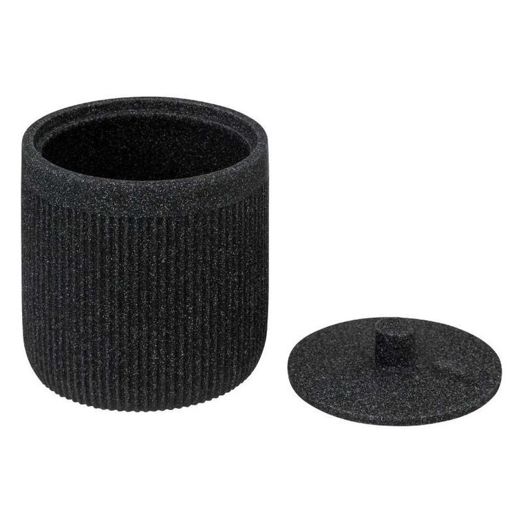 5five Simply Smart, pojemnik na waciki i patyczki, Onyx, łupek, Ø 9.9 cm