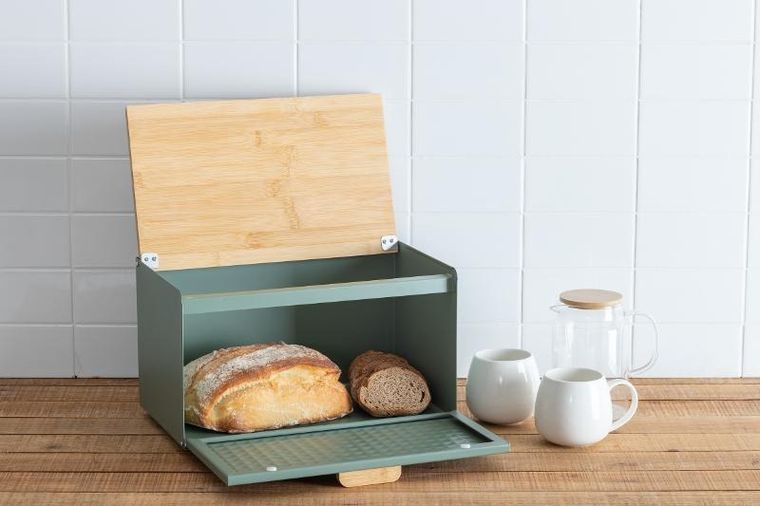 5five Simply Smart, Sensia, metalowy chlebak z bambusową pokrywą