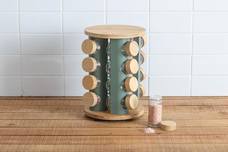 5five Simply Smart, Sensia, obrotowy stojak na przyprawy, 13 słoików z bambusowymi zakrętkami