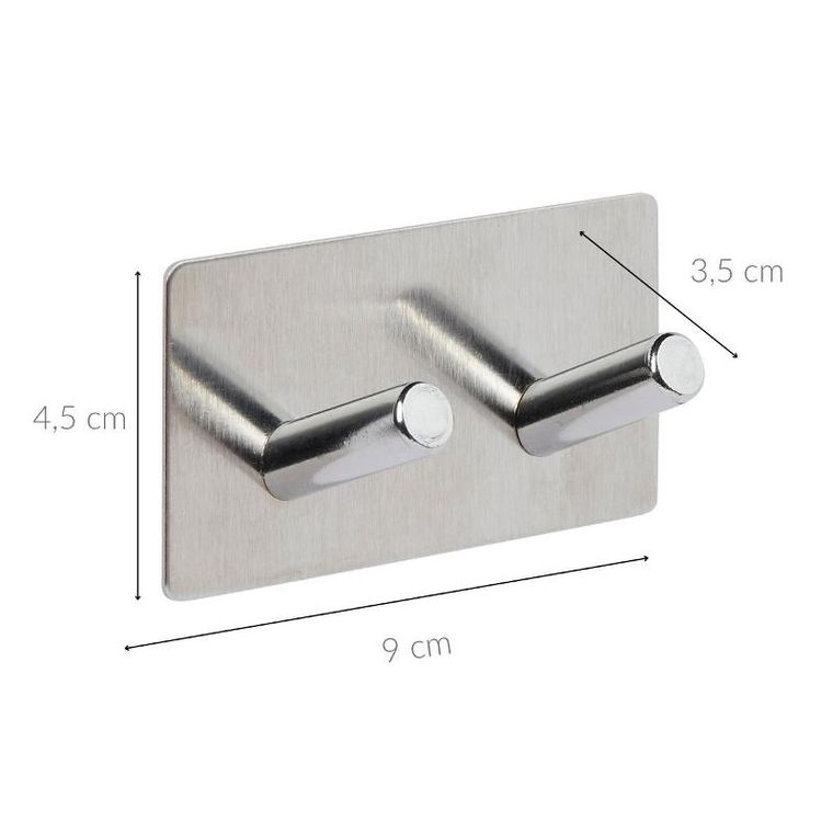 5five simply smart, Stiky, haczyk samoprzylepny + 2 wieszaki, stal nierdzewna, 9-3,5-4,5 cm