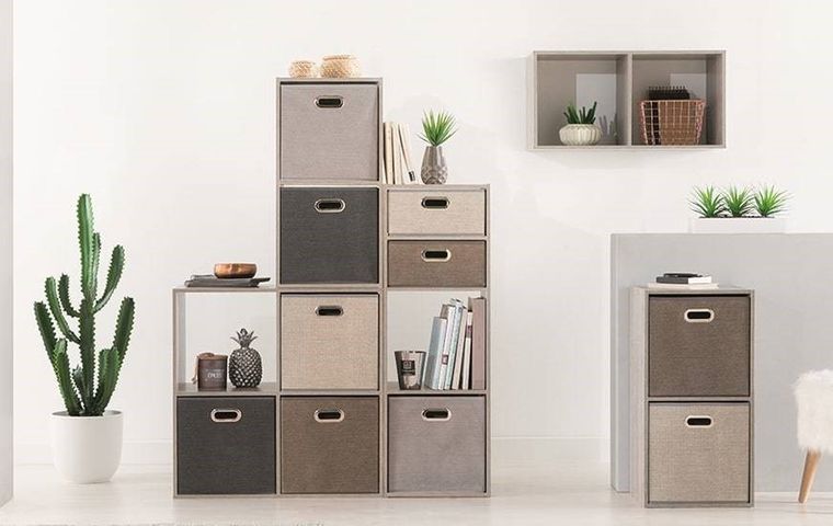 5five Simply Smart, stojąca półka dekoracyjna, szara, 2 przegrody, wys. 67,6 cm