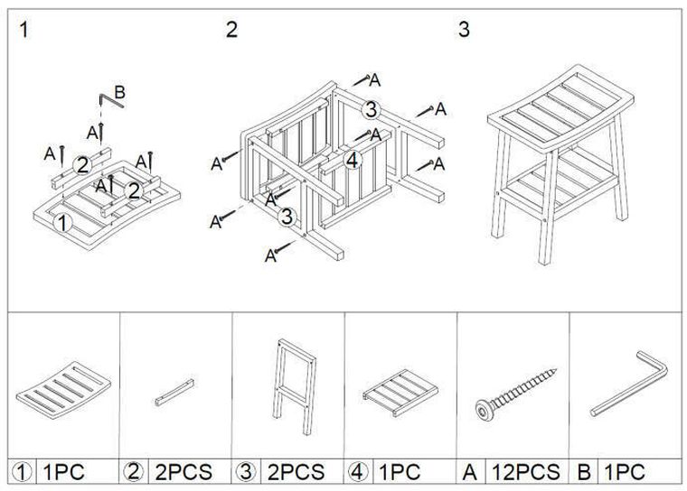 5five Simply Smart, stołek łazienkowy, Bamboo, z półeczką na akcesoria