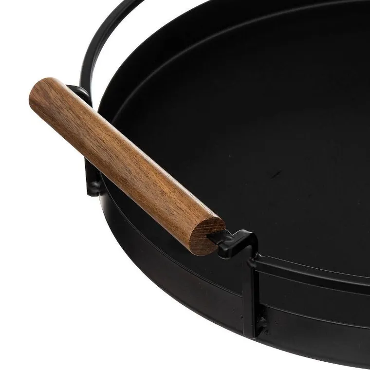 5five Simply Smart, taca okrągła, uchwyty z drewna akacjowego, czarna, 36 cm