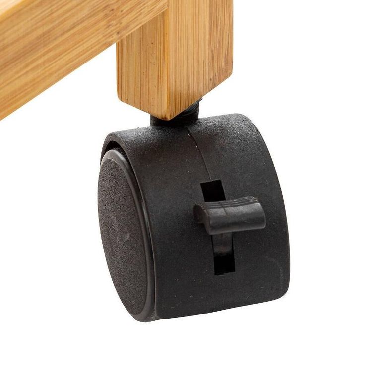 5five Simply Smart, wąski kosz na pranie na kółkach, tekstylny worek i bambusowy stelaż, 55-28-80 cm