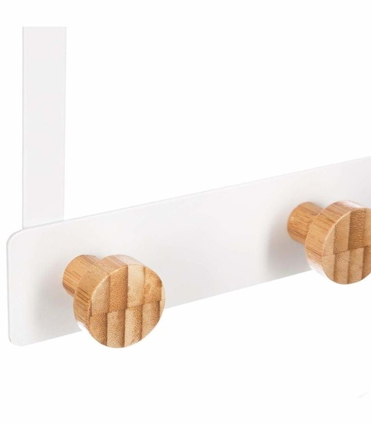 5five Simply Smart, wieszak zawieszany na drzwi, 5 bambusowych haczyków, biały