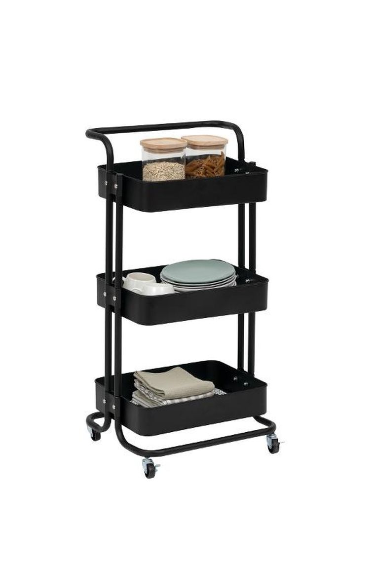 5five simply smart, wózek kuchenny, 3-poziomowy, black edition, 45-36,5-86 cm