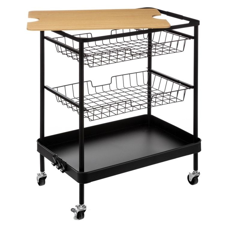 5Five Simply Smart, wózek kuchenny z tacą i koszykami, czarny