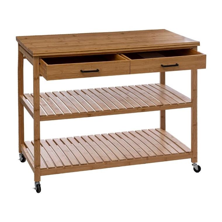 5five Simply Smart, wyspa kuchenna na kółkach, bambus, 108-60-90 cm