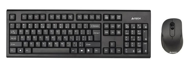 A4 Tech, zestaw, klawiatura, mysz, V-Track, 2.4G 7100N, RF Nano, A4TKLA41220, membranowa, USB 2.0, czarny