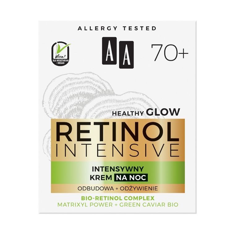 AA, Retinol Intensive 70+ intensywny krem na noc, odżywienie + odbudowa, 50 ml
