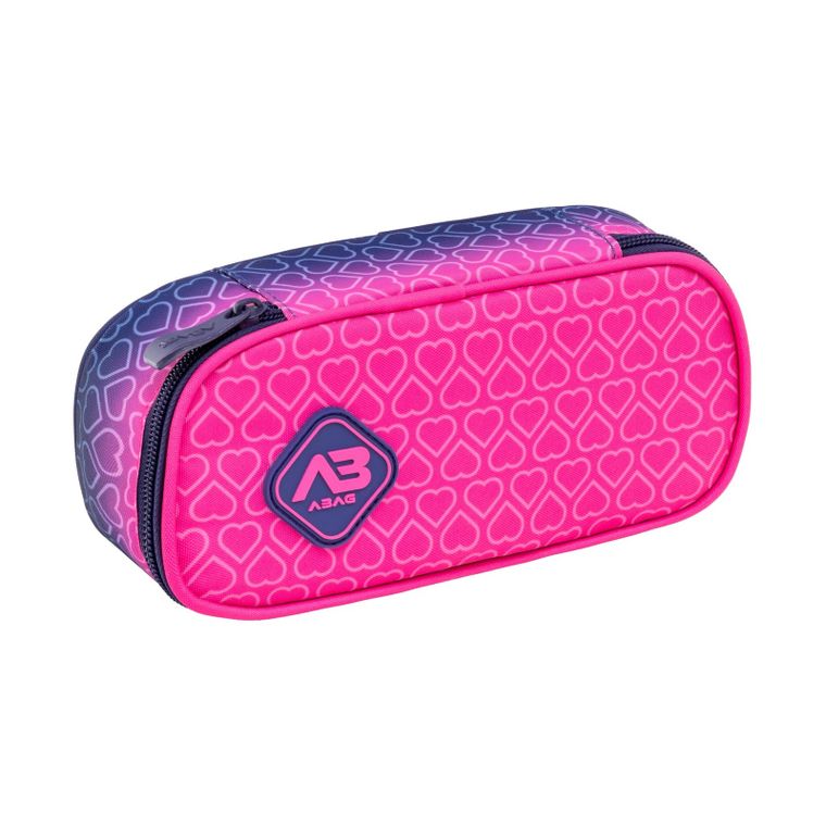 Abag, piórnik owalny, hexagon pink ombre